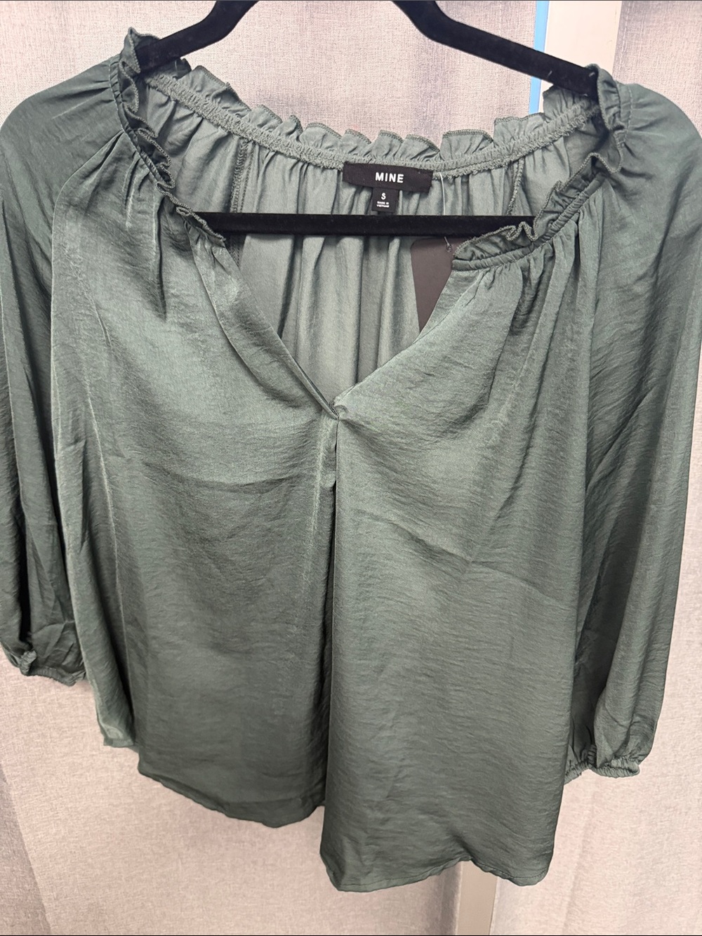 MINE Sage Green Peasant Blouse